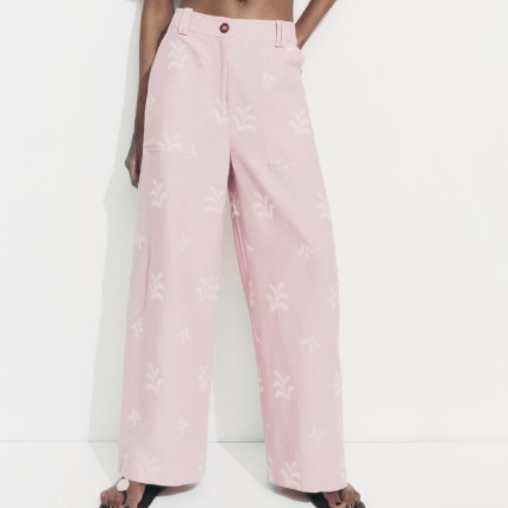 Zara NWT Linen Pink Pant M